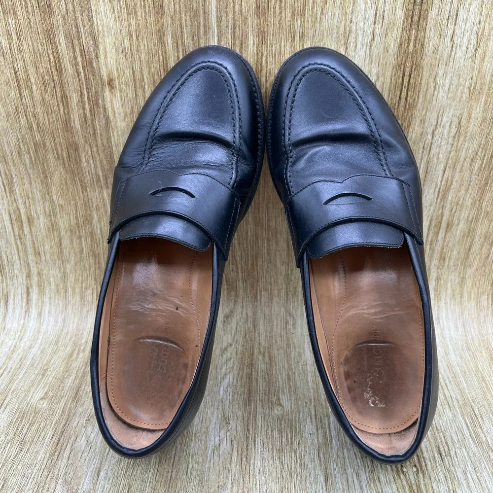 Suitsupply Penny Loafers Men's Size 8.5 Black Leather Made in Italy Dress Shoes